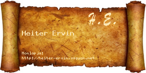 Heiter Ervin névjegykártya